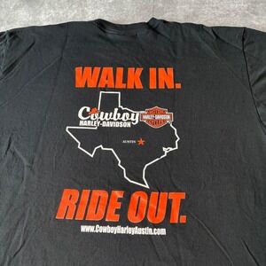 Vintage Harley-Davidson Cowboy Austin Texas T-Shirt Mens XL Black Short Sleeve